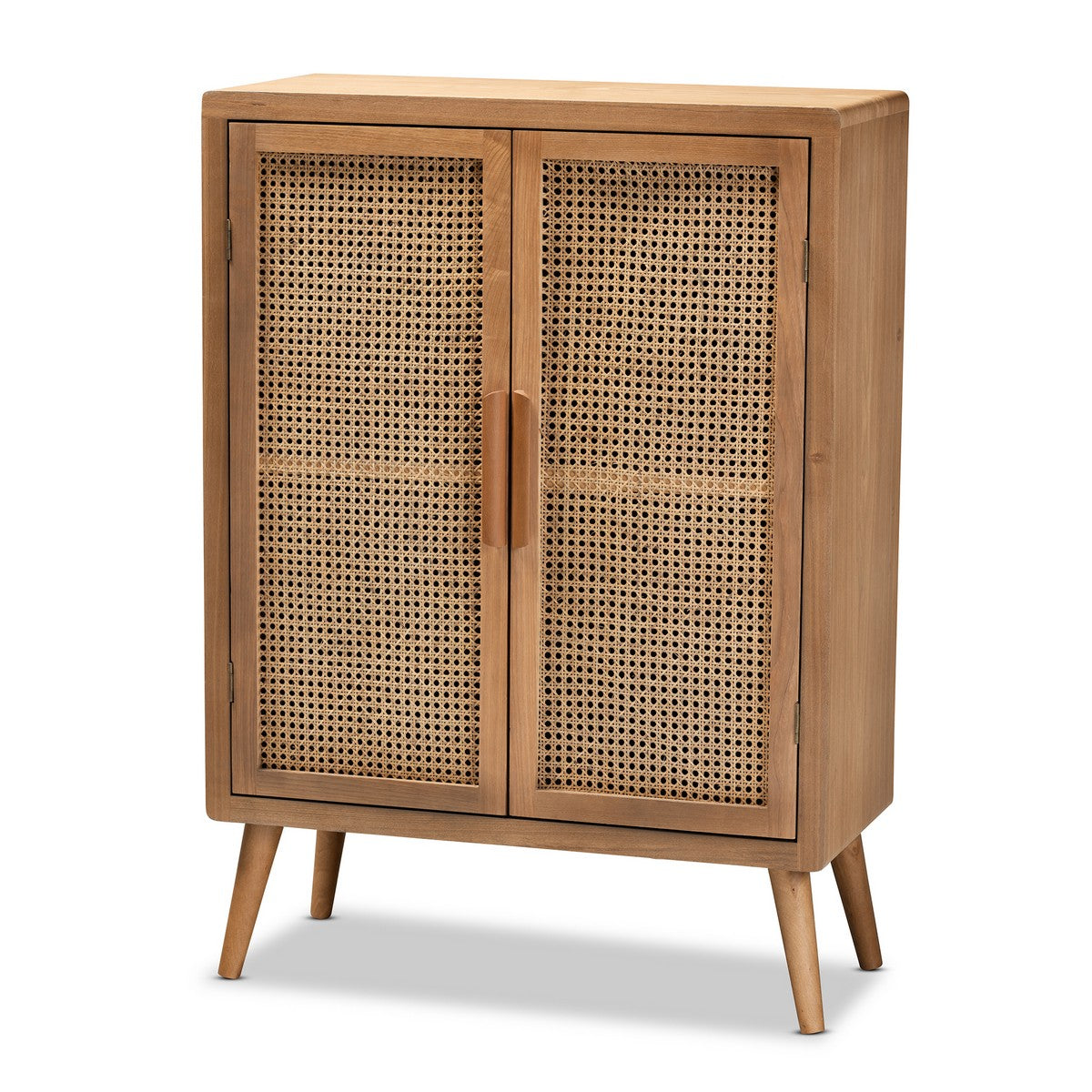 Baxton Studio Alina Mid Century Modern Medium Oak Finished Wood and Ra