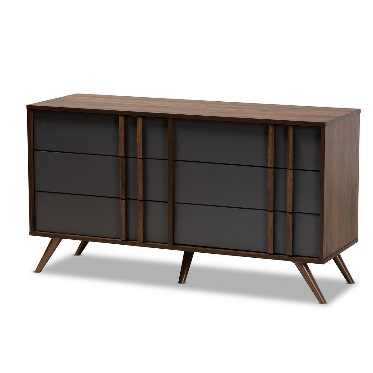 Baxton Studio Naoki Modern and Contemporary Two Tone Grey and Walnut F