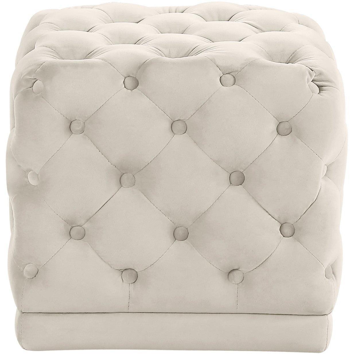 Cream velvet online ottoman