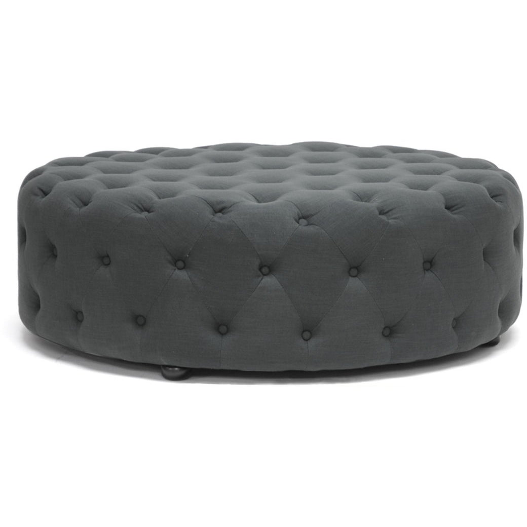 Baxton Studio Cardiff Dark Gray Linen Modern Tufted Ottoman