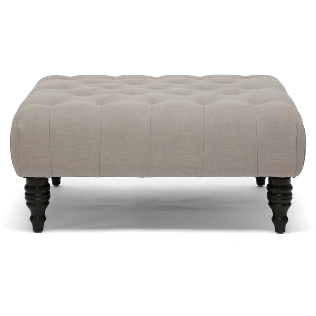 Baxton Studio Keswick Beige Linen Modern Tufted Ottoman