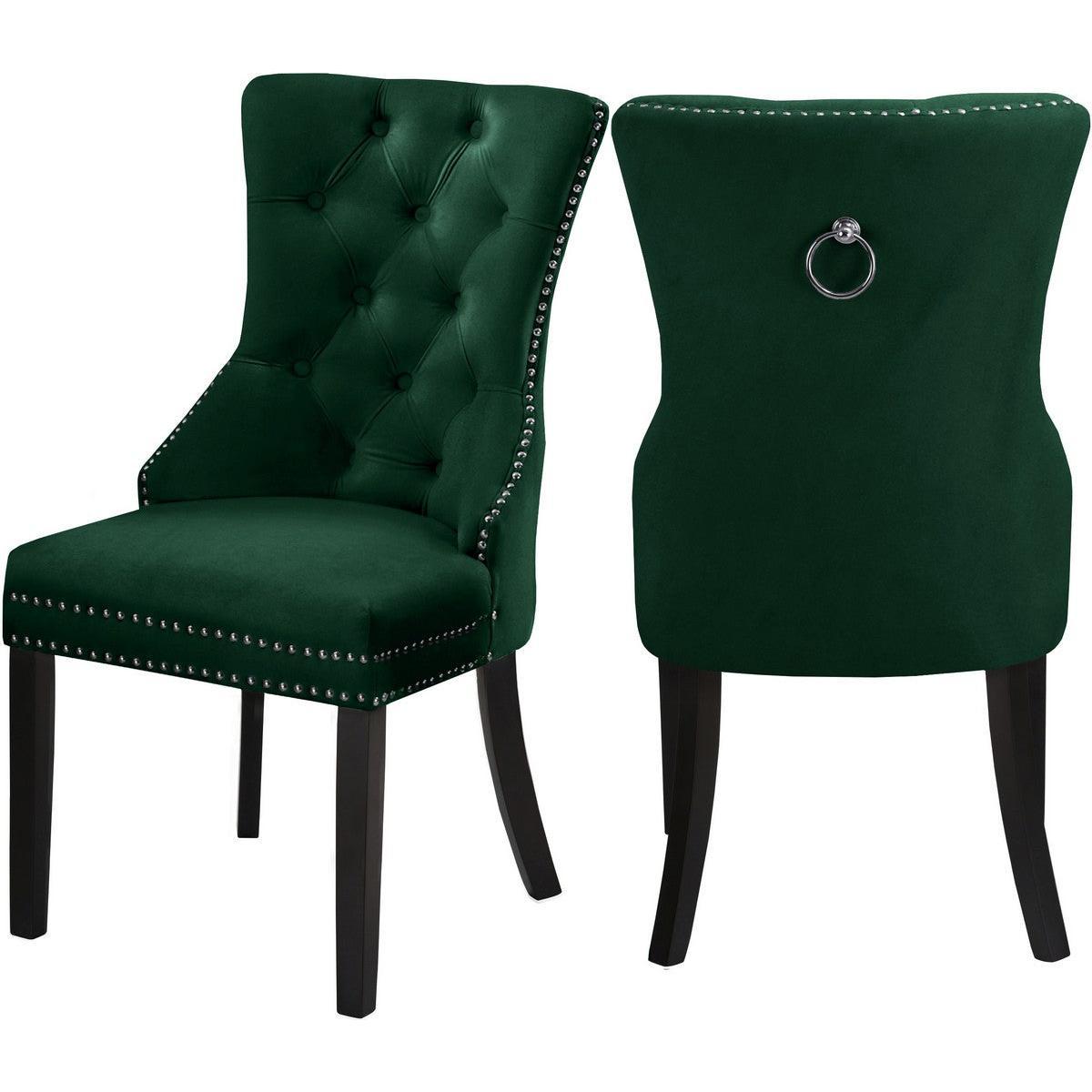 Meridian Furniture Nikki Green Velvet Dining Chair Set of 2