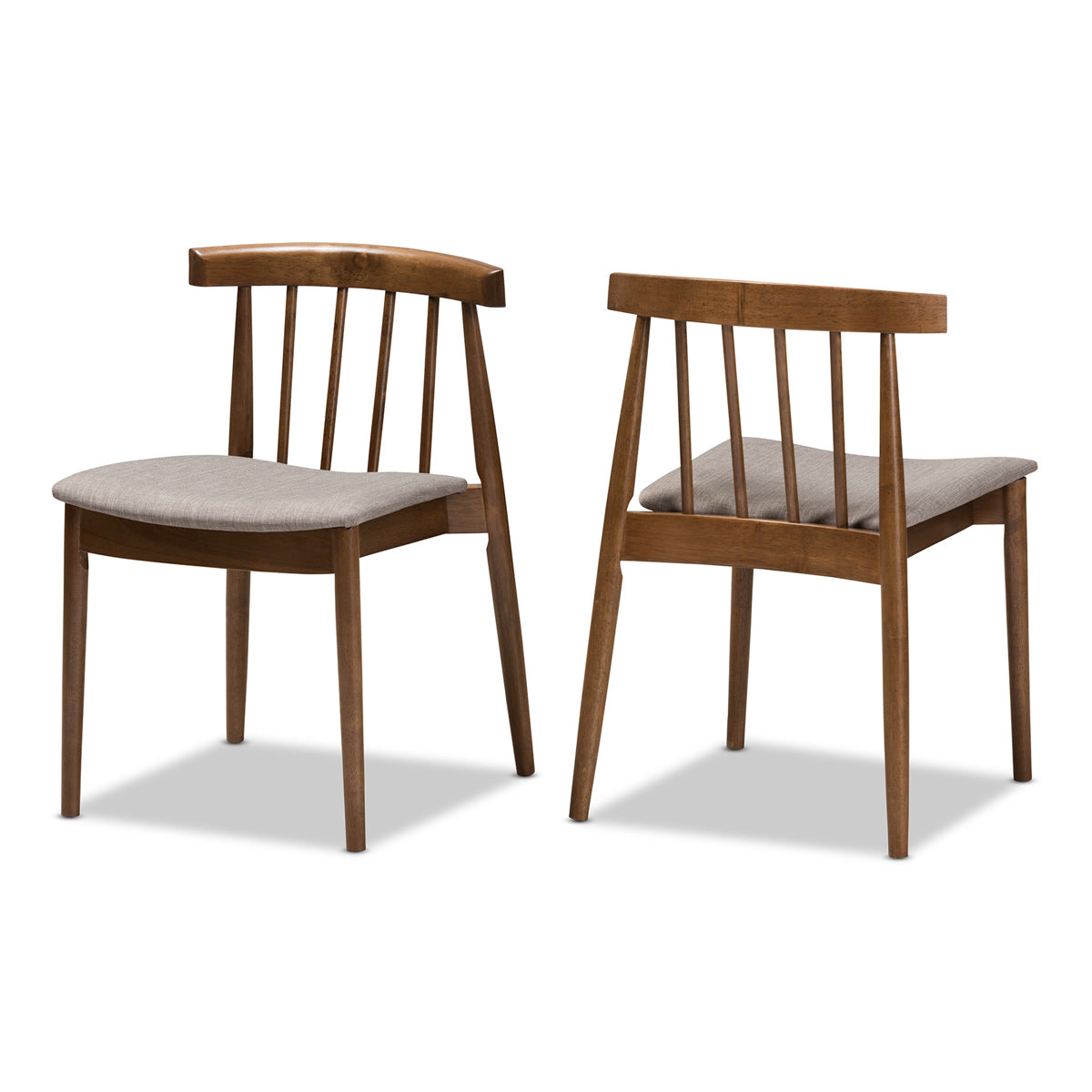 Baxton Studio Wyatt Mid Century Modern Walnut Wood Dining Chair Set o