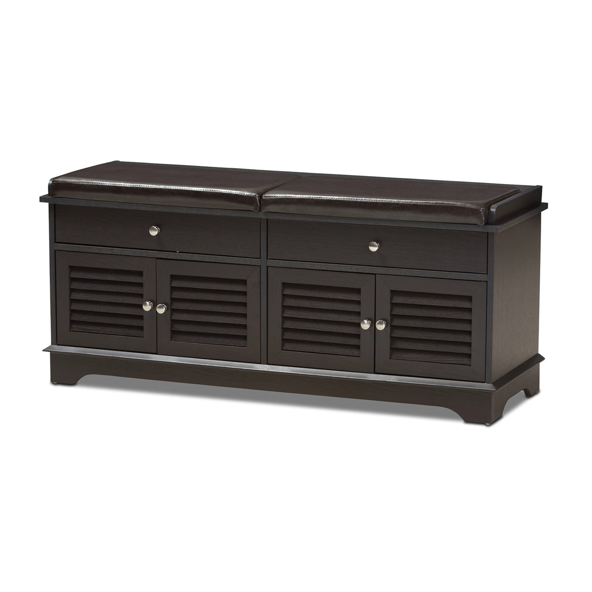 Baxton Studio Leo Modern and Contemporary Dark Brown Wood 2 Drawer Sho