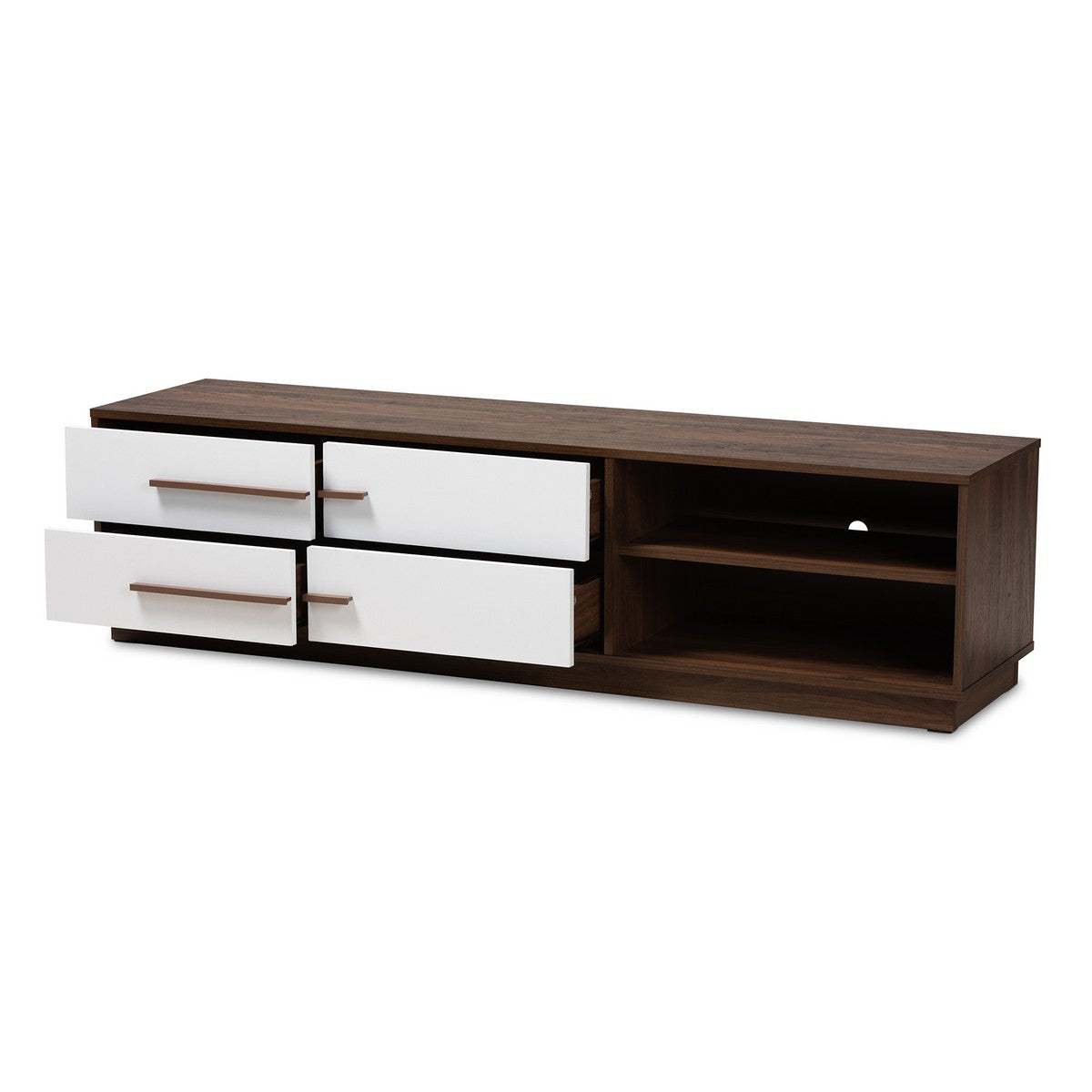 Baxton Studio Mette Mid Century Modern Two Tone White and Walnut Finis