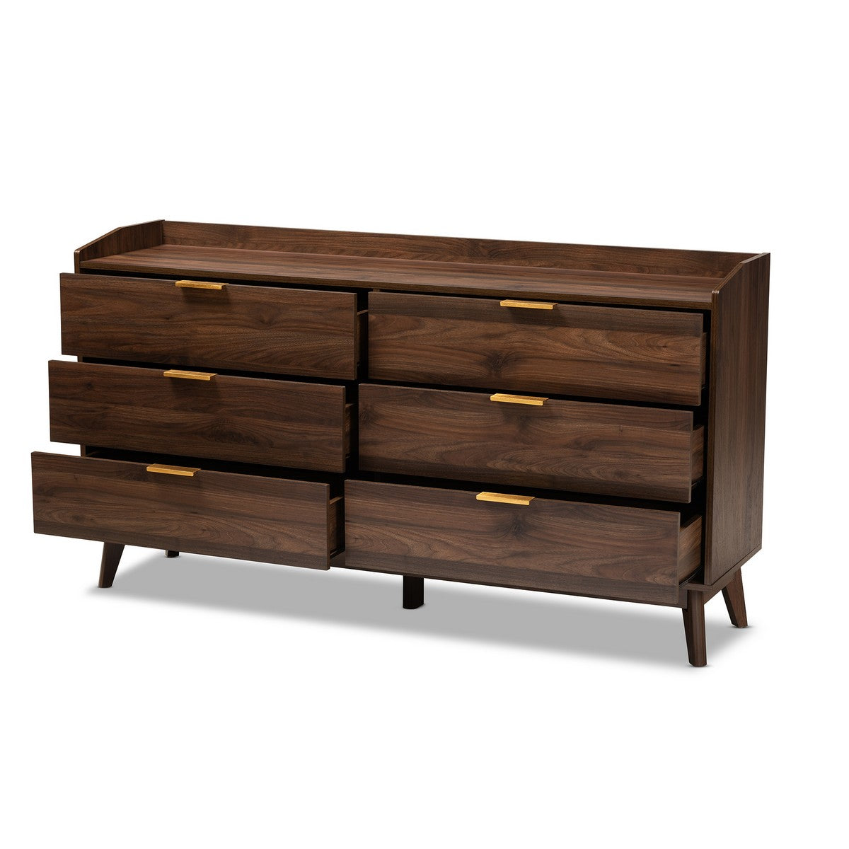 Baxton Studio Lena Mid Century Modern Walnut Brown Finished 6 Drawer W