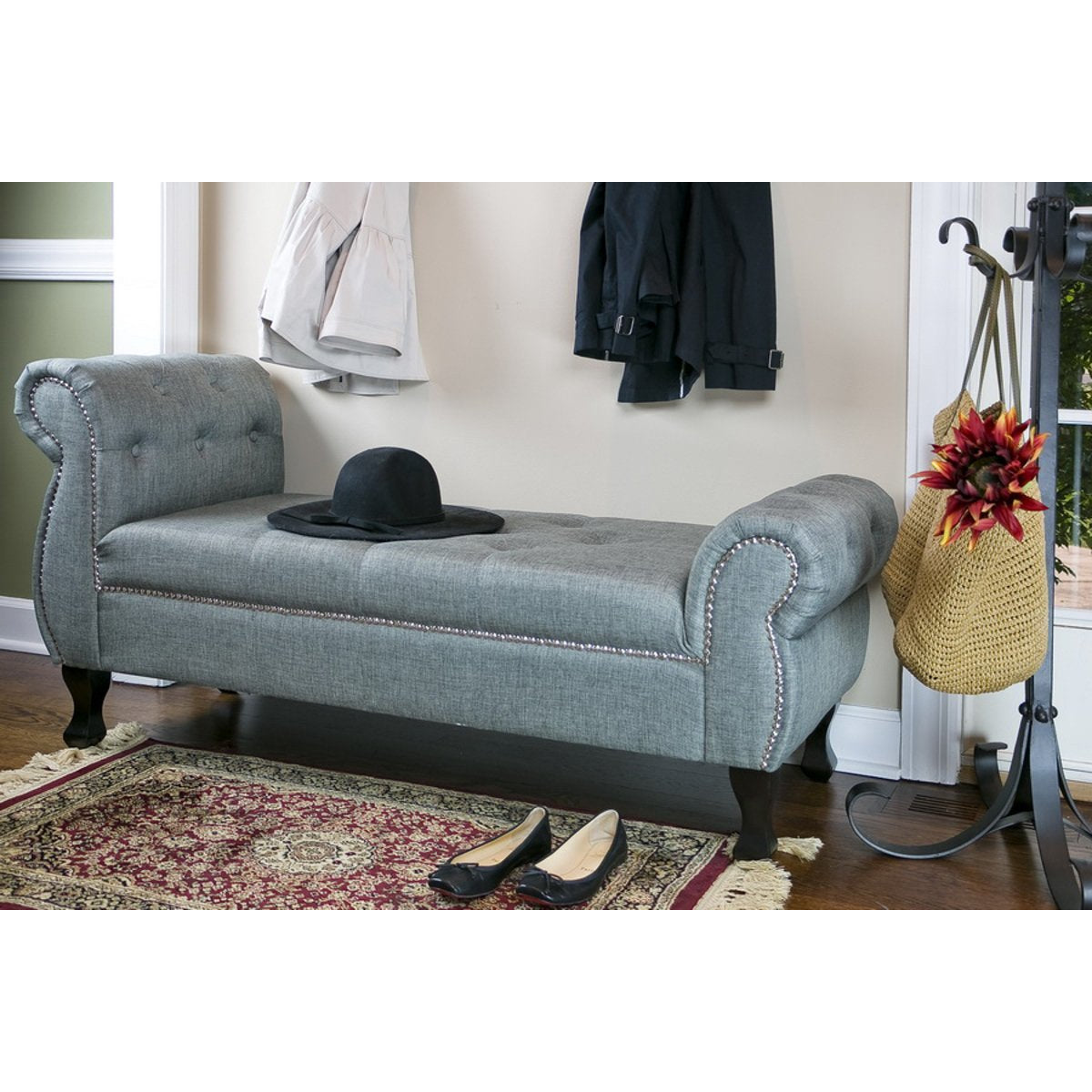 Baxton Studio Ipswich Grey Linen Bench