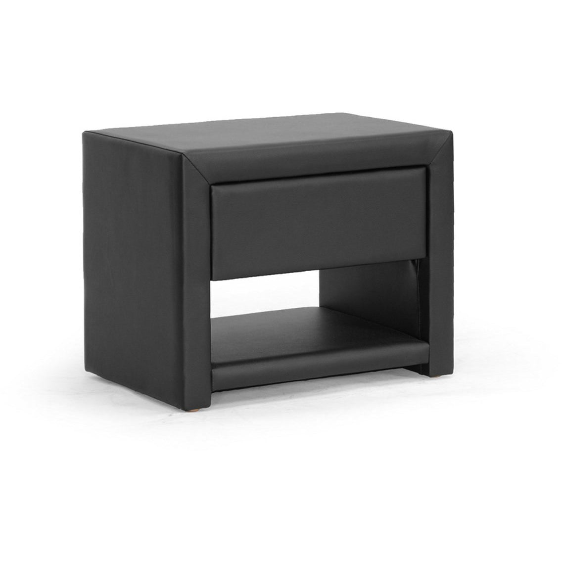 Baxton Studio Massey Black Upholstered Modern Nightstand