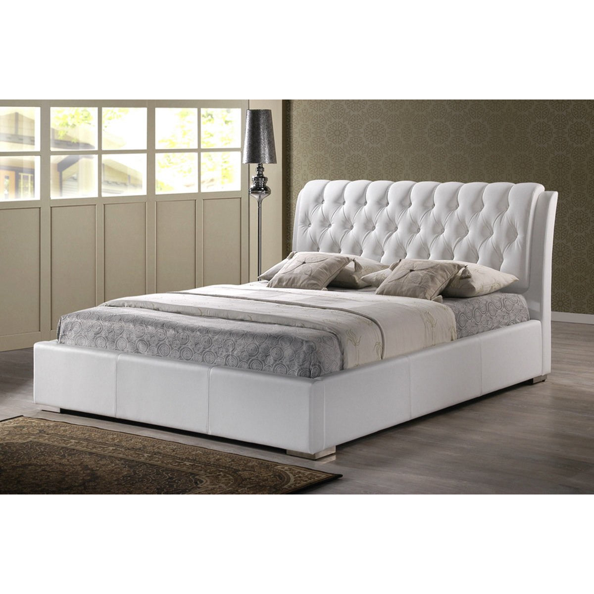 Baxton Studio Bianca White Modern Bed with Tufted Headboard Full Siz