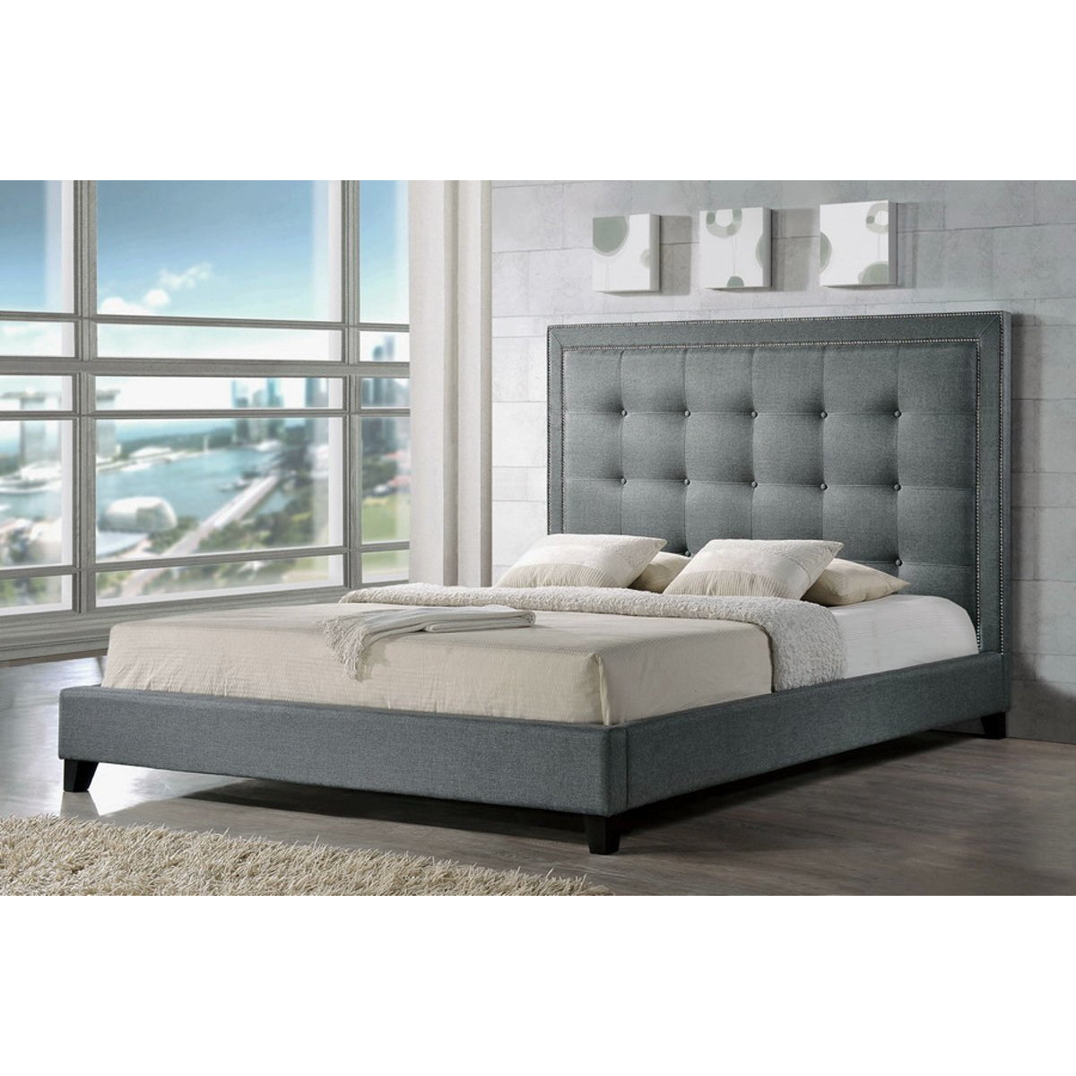 Baxton Studio Hirst Gray Platform Bed King Size