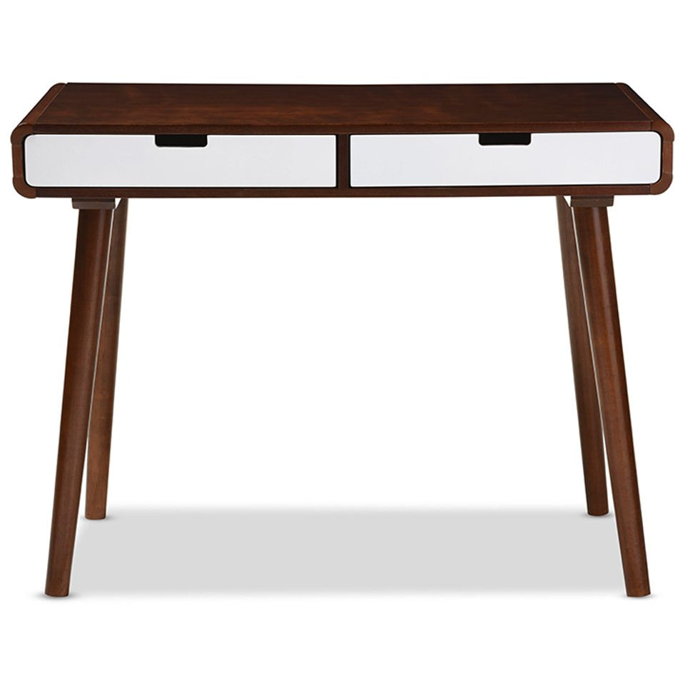 Baxton Studio Casarano Mid century Modern Dark Walnut and White Two to