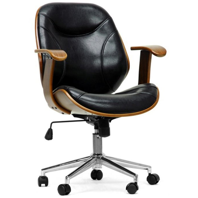 Baxton Studio Rathburn Walnut and Black Modern Office Chair