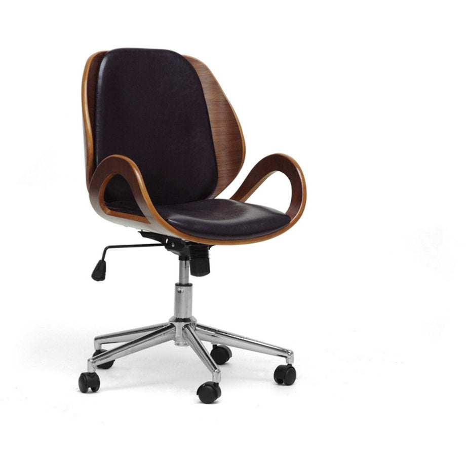 Baxton Studio Watson Walnut and Black Modern Office Chair