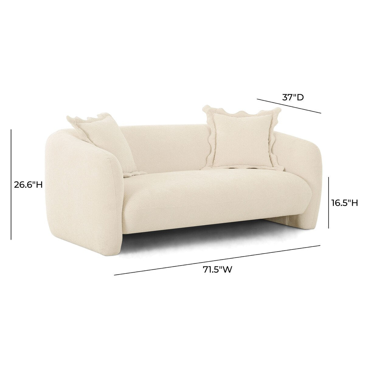 Lou Sandstone Textured Fabric Loveseat