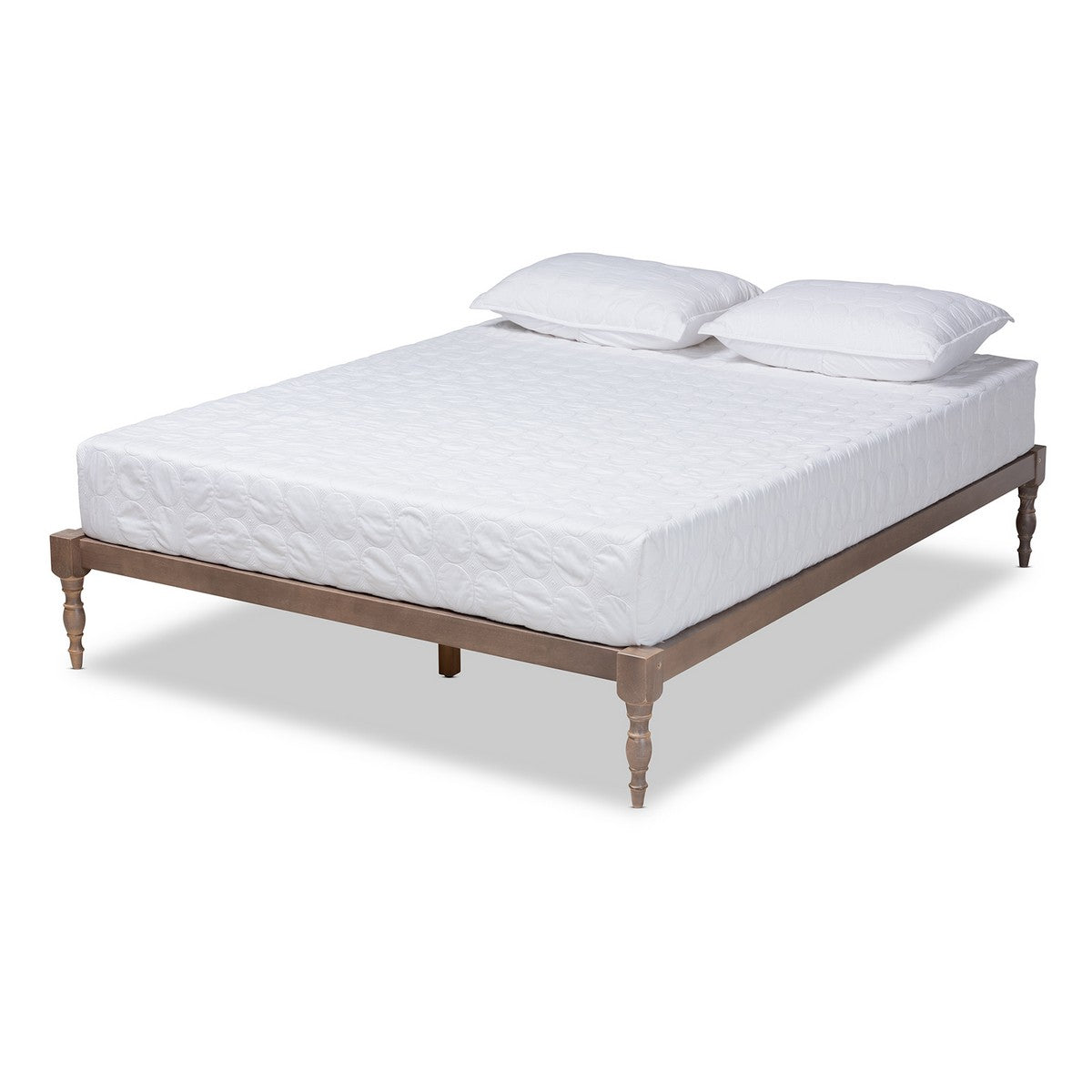 Baxton Studio Iseline Modern and Contemporary Antique Oak Finished Wood Queen Size Platform Bed Frame Baxton Studio- Bed Frames-Minimal And Modern - 1