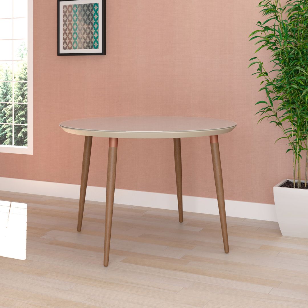 Manhattan Comfort Utopia 45.28 Modern Round Dining Table with Space for 4 in Off White