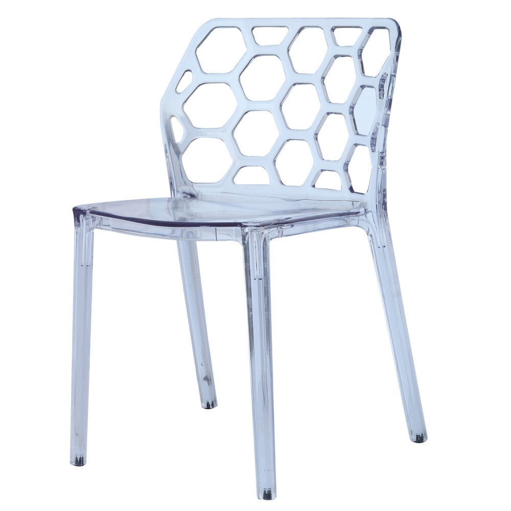 Finemod Imports Modern Honeycomb Dining Chair FMI10174-clear-Minimal & Modern