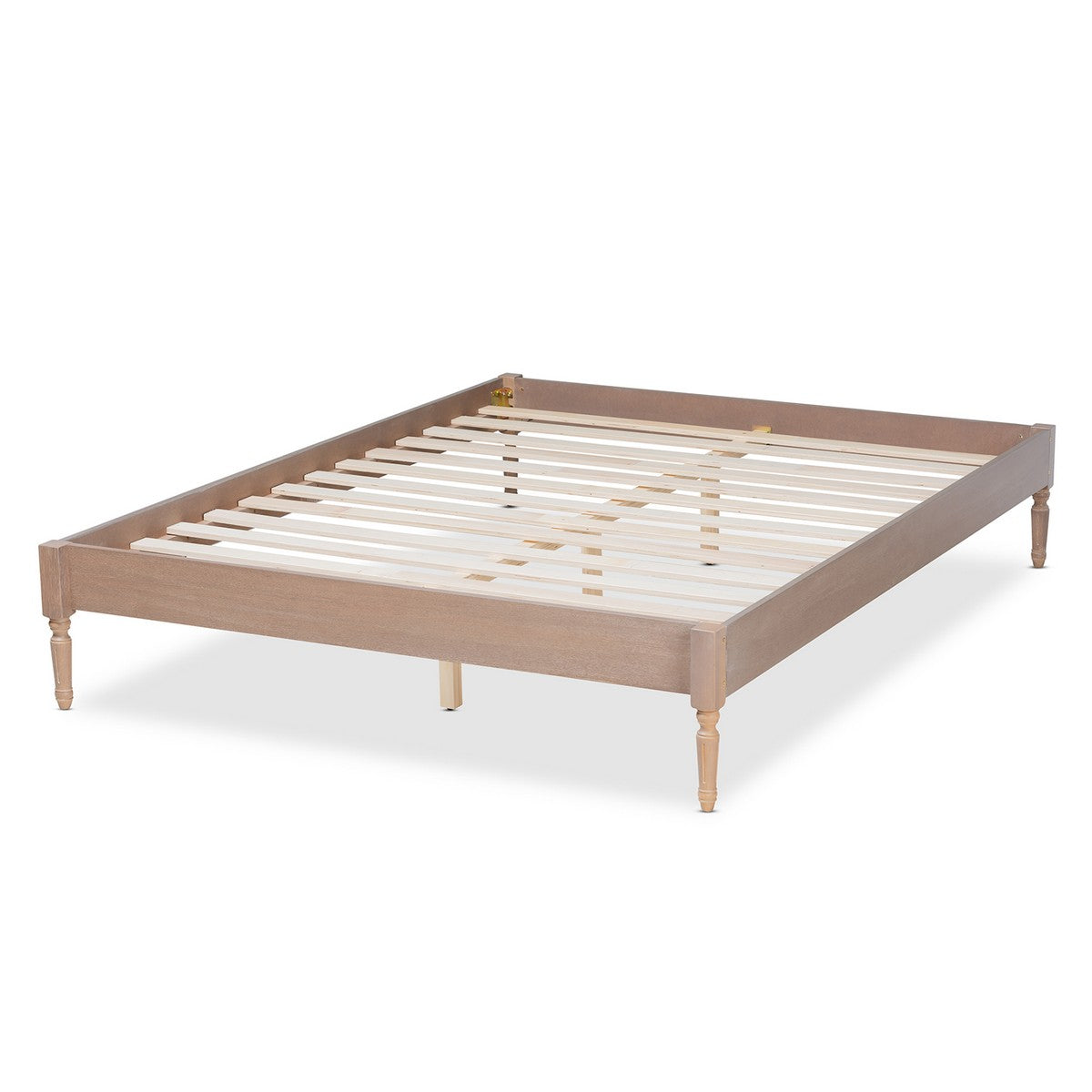 Baxton Studio Colette French Bohemian Antique Oak Finished Wood King Size Platform Bed Frame