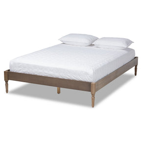 Baxton Studio Colette French Bohemian Weathered Grey Oak Finished Wood Queen Size Platform Bed Frame Baxton Studio-Bed Frames-Minimal And Modern - 1