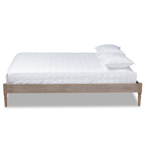 Baxton Studio Colette French Bohemian Weathered Grey Oak Finished Wood Queen Size Platform Bed Frame