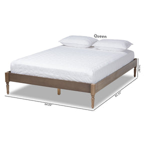 Baxton Studio Colette French Bohemian Weathered Grey Oak Finished Wood Queen Size Platform Bed Frame