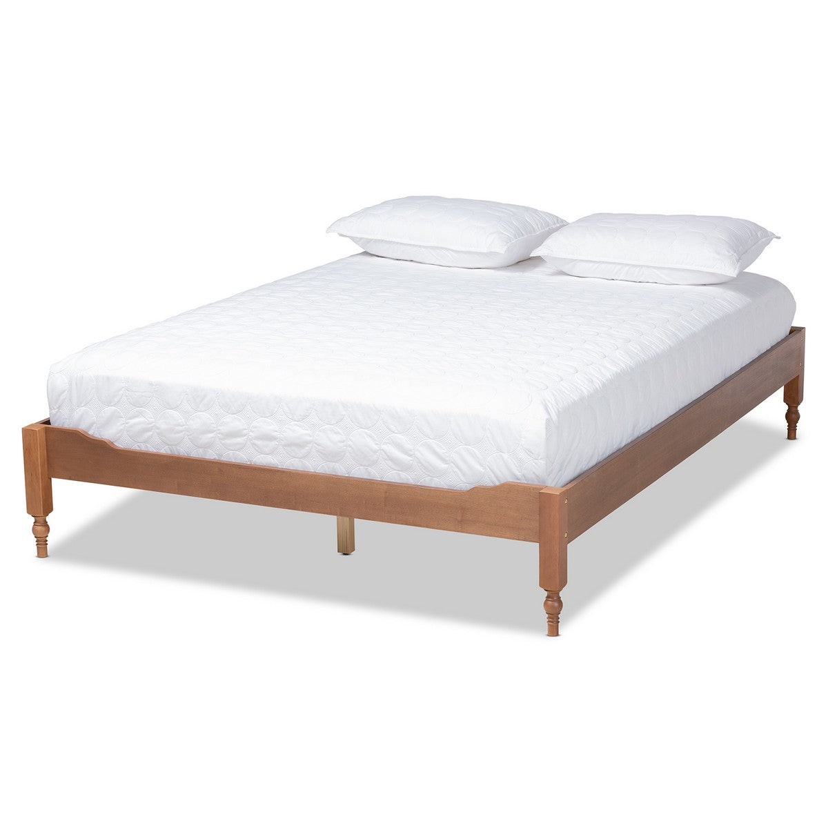 Baxton Studio Laure French Bohemian Ash Walnut Finished Wood Queen Size Platform Bed Frame Baxton Studio-Bed Frames-Minimal And Modern - 1