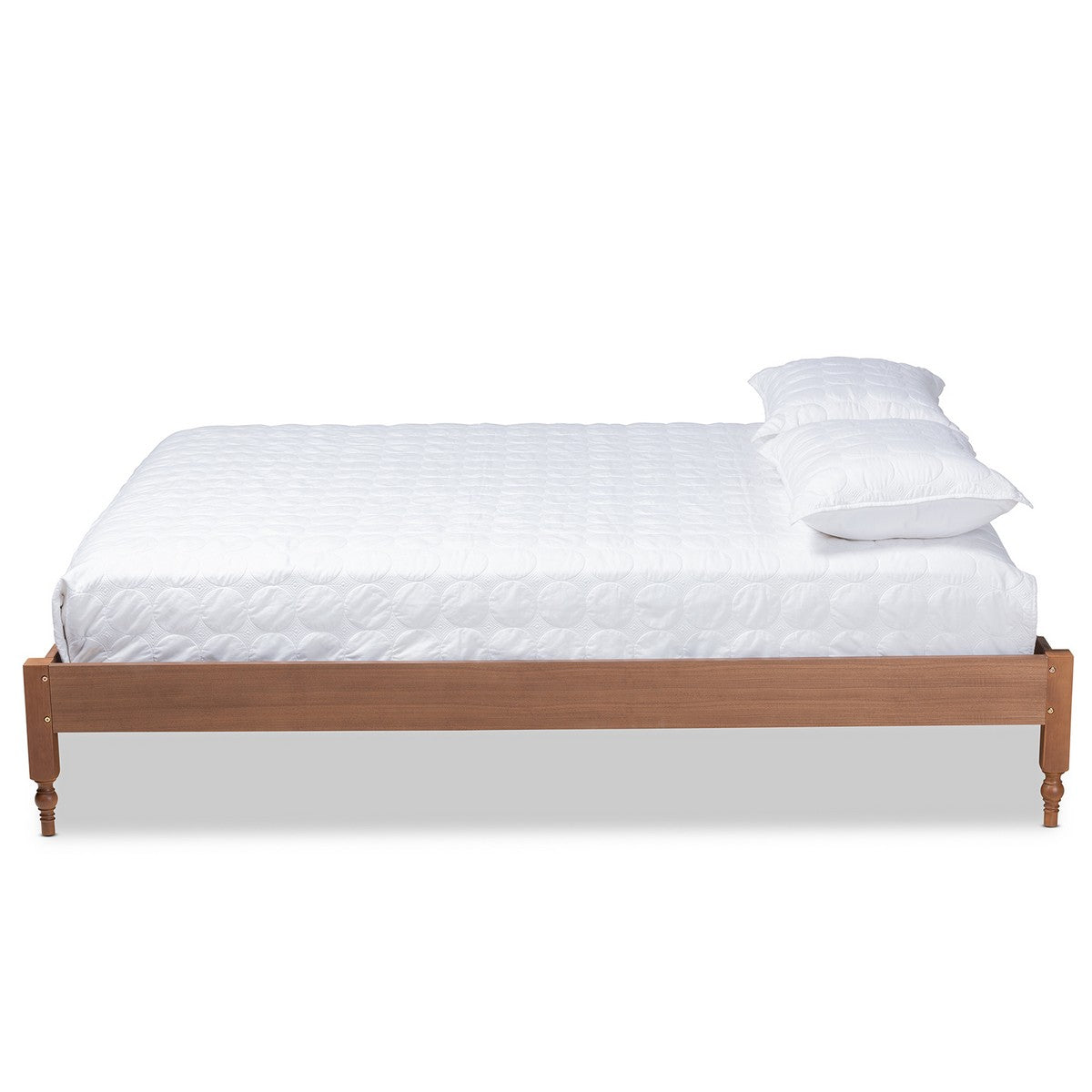 Baxton Studio Laure French Bohemian Ash Walnut Finished Wood Queen Size Platform Bed Frame