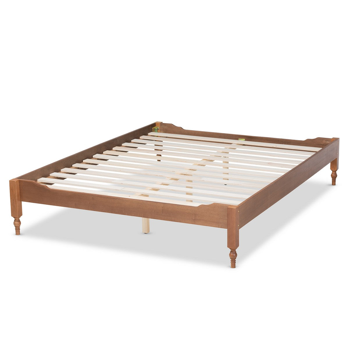 Baxton Studio Laure French Bohemian Ash Walnut Finished Wood Queen Size Platform Bed Frame