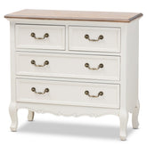 Baxton Studio Amalie Antique French Country Cottage Two-Tone White and Oak Finished 4-Drawer Accent Dresser Baxton Studio- Dressers-Minimal And Modern - 1