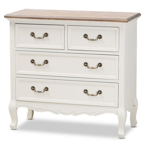 Baxton Studio Amalie Antique French Country Cottage Two-Tone White and Oak Finished 4-Drawer Accent Dresser Baxton Studio- Dressers-Minimal And Modern - 1