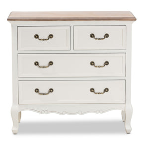 Baxton Studio Amalie Antique French Country Cottage Two-Tone White and Oak Finished 4-Drawer Accent Dresser