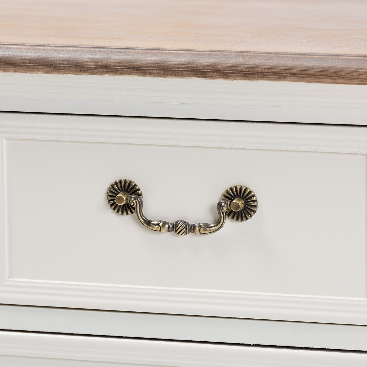 Baxton Studio Amalie Antique French Country Cottage Two-Tone White and Oak Finished 4-Drawer Accent Dresser