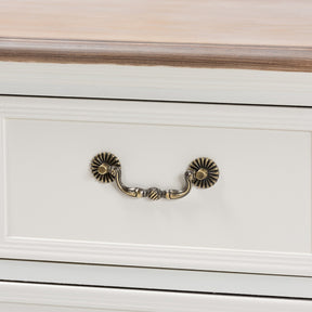 Baxton Studio Amalie Antique French Country Cottage Two-Tone White and Oak Finished 4-Drawer Accent Dresser