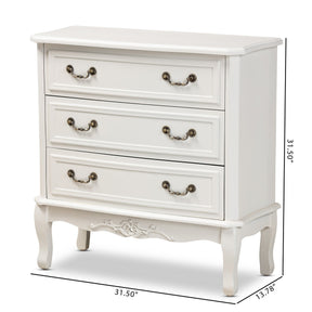 Baxton Studio Gabrielle Traditional French Country Provincial White-Finished 3-Drawer Wood Dresser