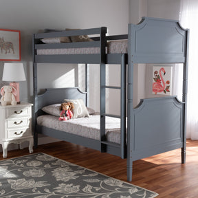 Baxton Studio Mariana Traditional Transitional Grey Finished Wood Twin Size Bunk Bed