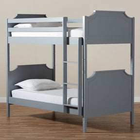 Baxton Studio Mariana Traditional Transitional Grey Finished Wood Twin Size Bunk Bed