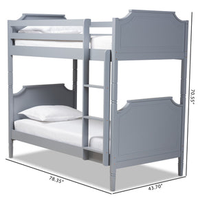 Baxton Studio Mariana Traditional Transitional Grey Finished Wood Twin Size Bunk Bed