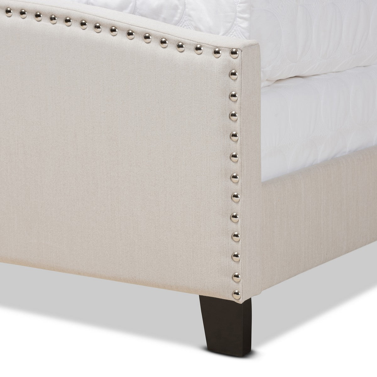 Baxton Studio Morgan Modern Transitional Beige Fabric Upholstered Full Size Panel Bed