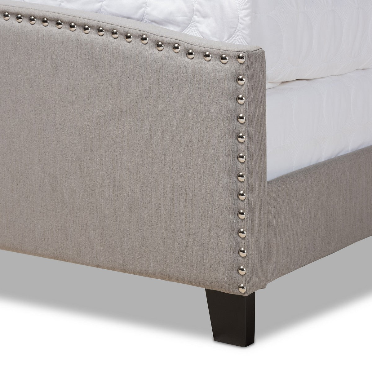 Baxton Studio Morgan Modern Transitional Grey Fabric Upholstered King Size Panel Bed