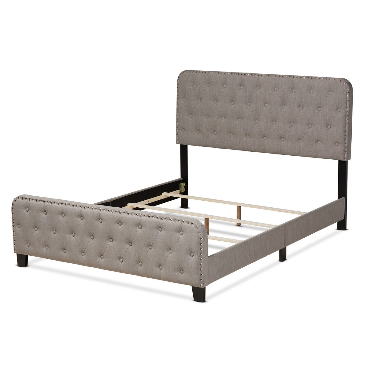 Baxton Studio Annalisa Modern Transitional Grey Fabric Upholstered Button Tufted Full Size Panel Bed