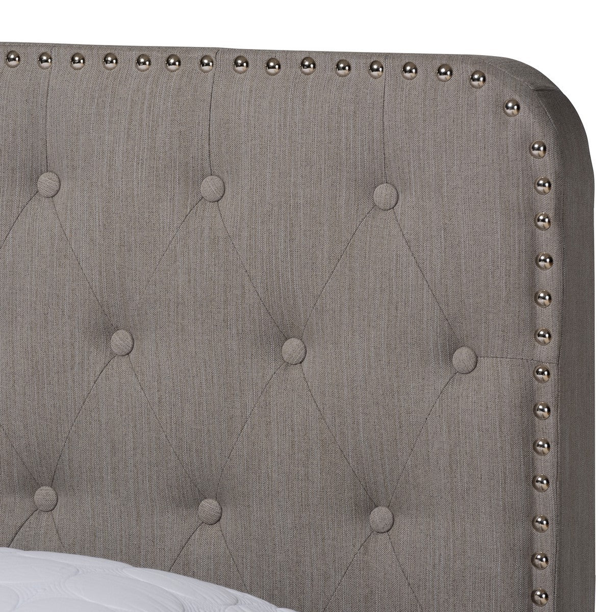 Baxton Studio Annalisa Modern Transitional Grey Fabric Upholstered Button Tufted Full Size Panel Bed