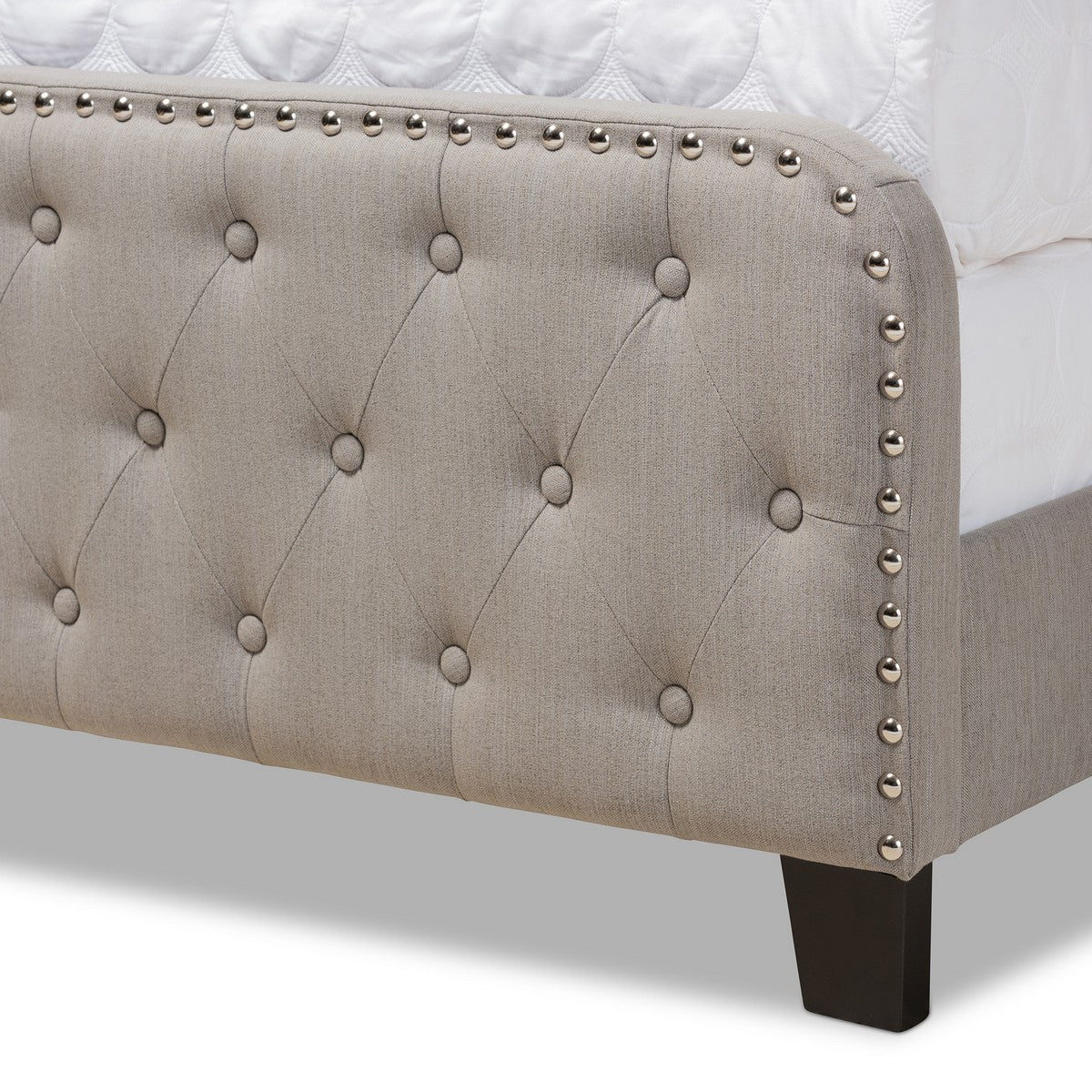 Baxton Studio Annalisa Modern Transitional Grey Fabric Upholstered Button Tufted Full Size Panel Bed