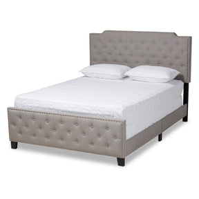 Baxton Studio Marion Modern Transitional Grey Fabric Upholstered Button Tufted Full Size Panel Bed Baxton Studio-beds-Minimal And Modern - 1