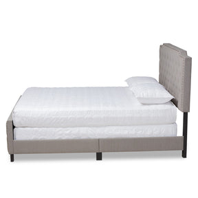 Baxton Studio Marion Modern Transitional Grey Fabric Upholstered Button Tufted Full Size Panel Bed