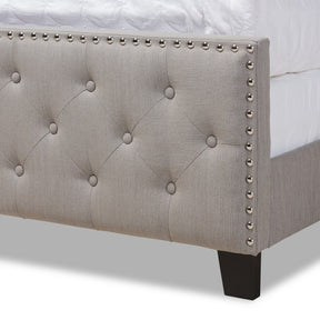 Baxton Studio Marion Modern Transitional Grey Fabric Upholstered Button Tufted Full Size Panel Bed