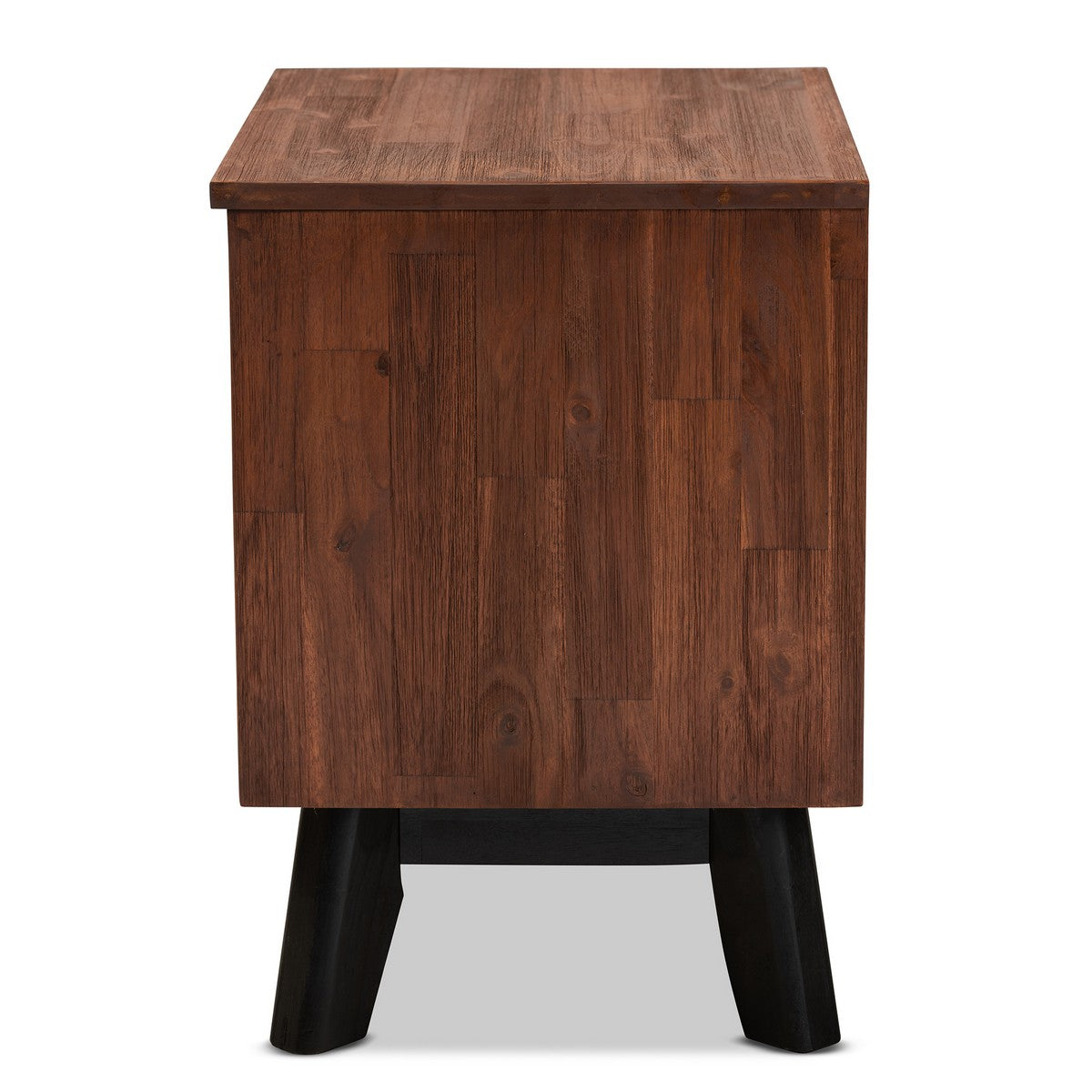 Baxton Studio Calla Modern and Contemporary Brown and Black Oak Finished 2-Drawer Wood Nightstand