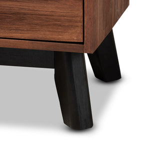 Baxton Studio Calla Modern and Contemporary Brown and Black Oak Finished 2-Drawer Wood Nightstand