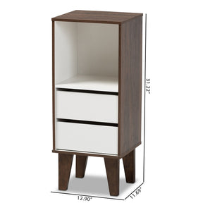 Baxton Studio Senja Modern and Contemporary Two-Tone White and Walnut Brown Finished Wood 2-Drawer Bookcase