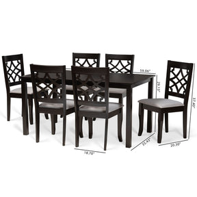 Baxton Studio Mael Modern and Contemporary Grey Fabric Upholstered and Dark Brown Finished Wood 7-Piece Dining Set