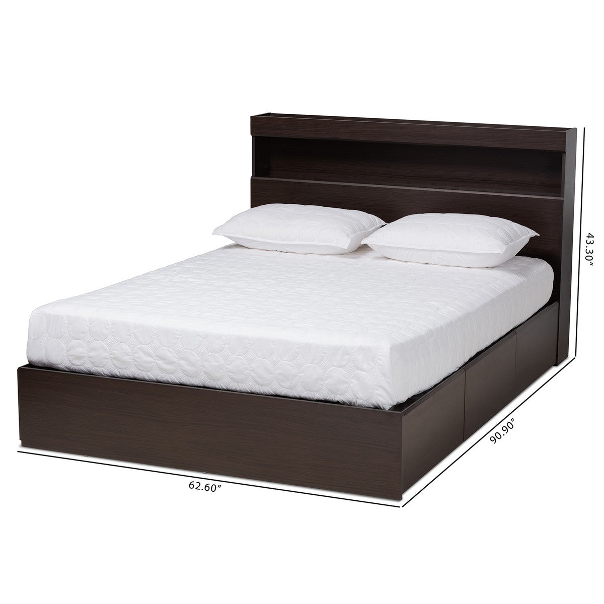 Baxton Studio Blaine Modern and Contemporary Dark Brown Finished Wood Queen Size 6-Drawer Platform Storage Bed